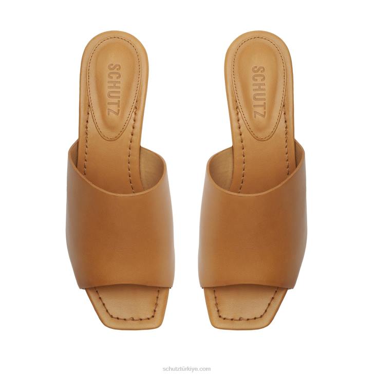 Schutz N42F635dixie rahat deri sandalet çıplak karamel