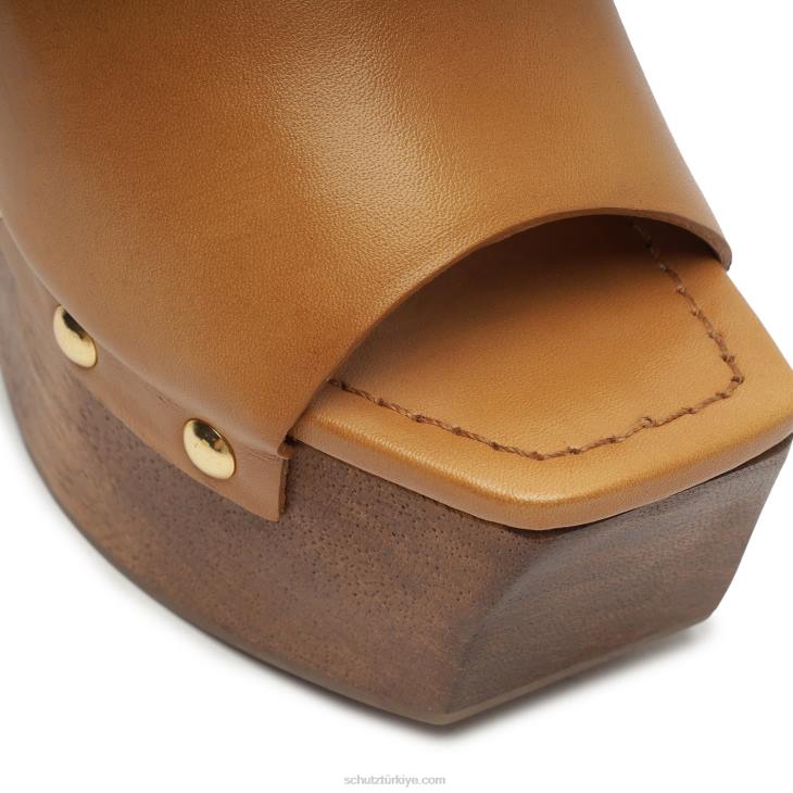 Schutz N42F635dixie rahat deri sandalet çıplak karamel