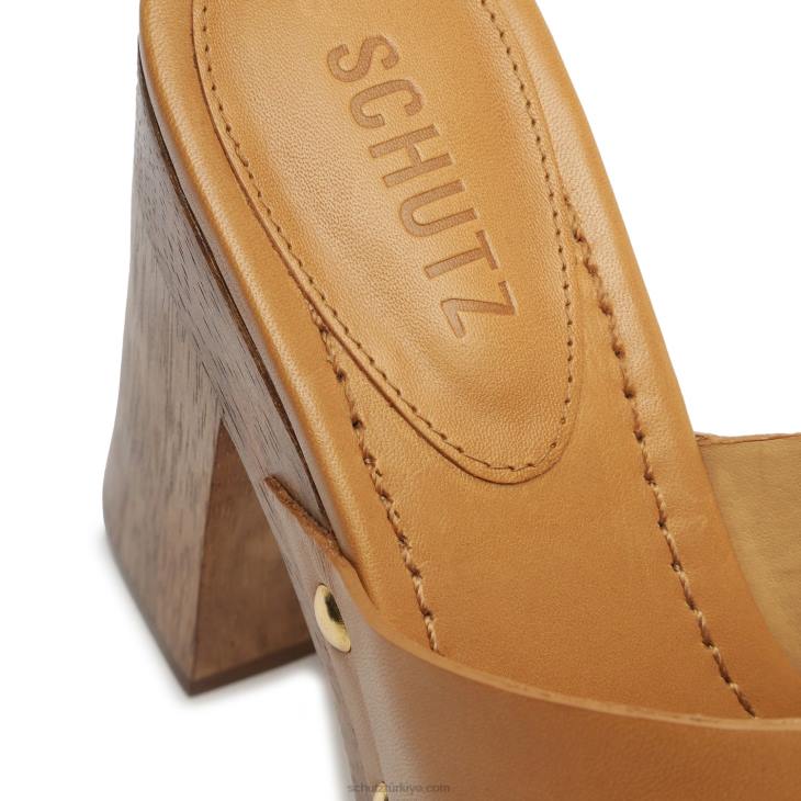 Schutz N42F635dixie rahat deri sandalet çıplak karamel