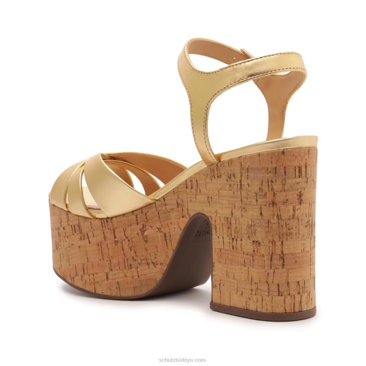Schutz N42F637keefa kesme metalik deri sandalet altın