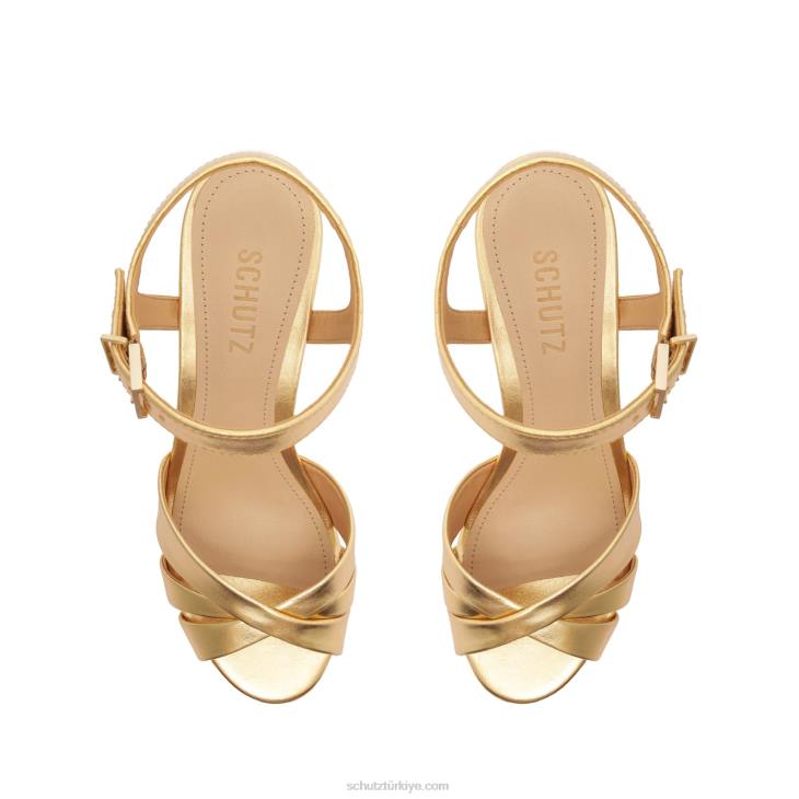 Schutz N42F637keefa kesme metalik deri sandalet altın