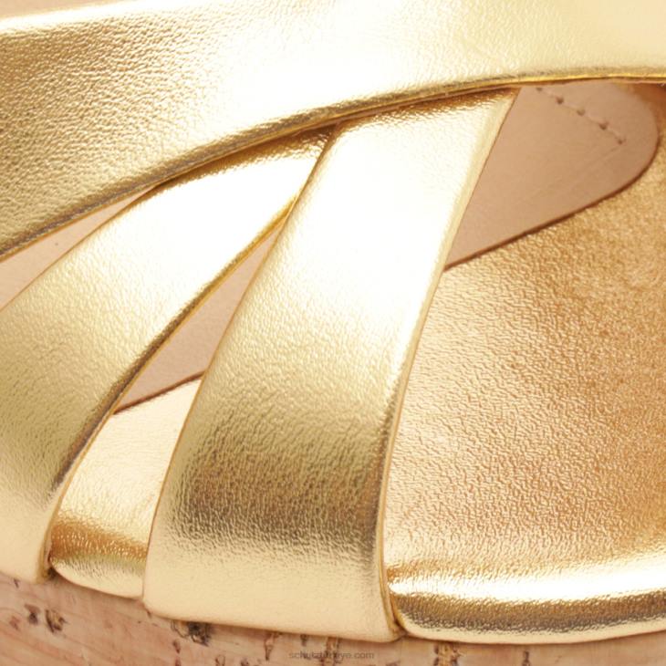 Schutz N42F637keefa kesme metalik deri sandalet altın