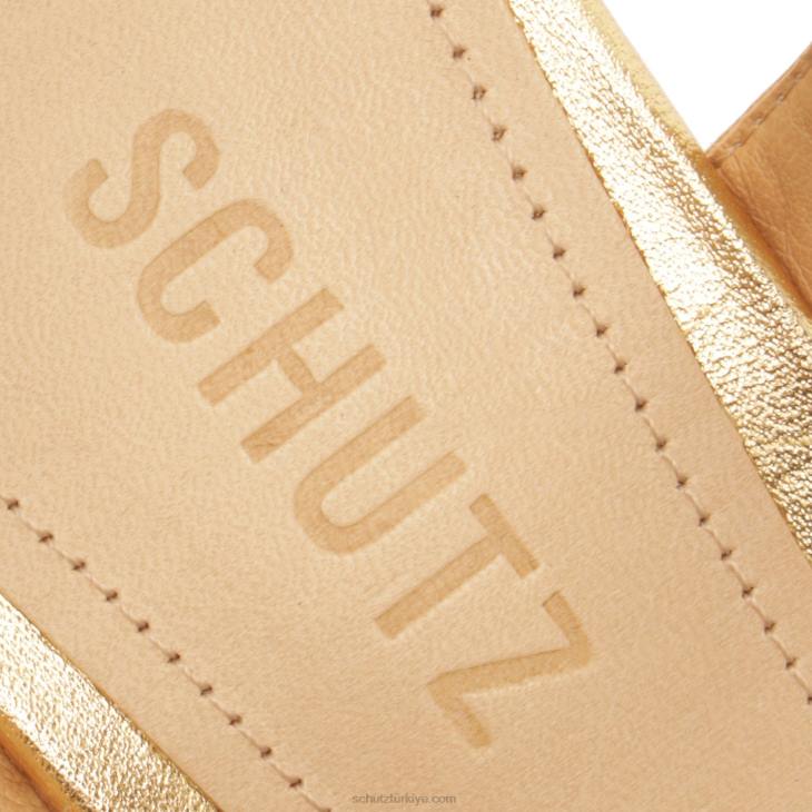 Schutz N42F637keefa kesme metalik deri sandalet altın