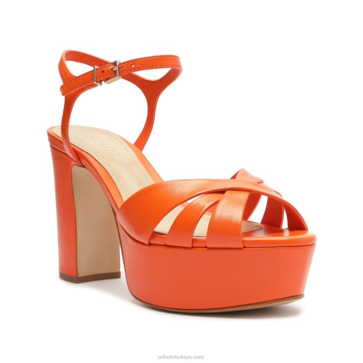Schutz N42F639keefa nappa deri sandalet alev turuncu