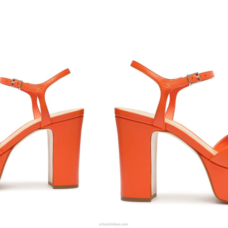 Schutz N42F639keefa nappa deri sandalet alev turuncu