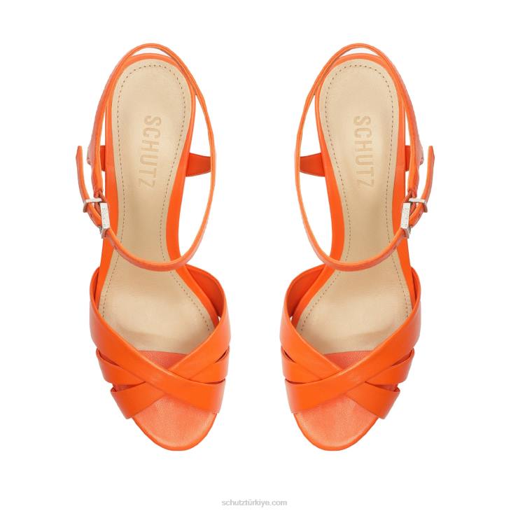 Schutz N42F639keefa nappa deri sandalet alev turuncu