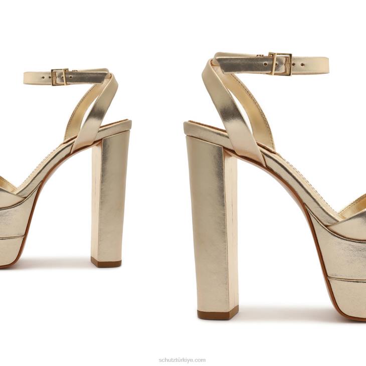 Schutz N42F644kaila platform metalik deri sandalet altın