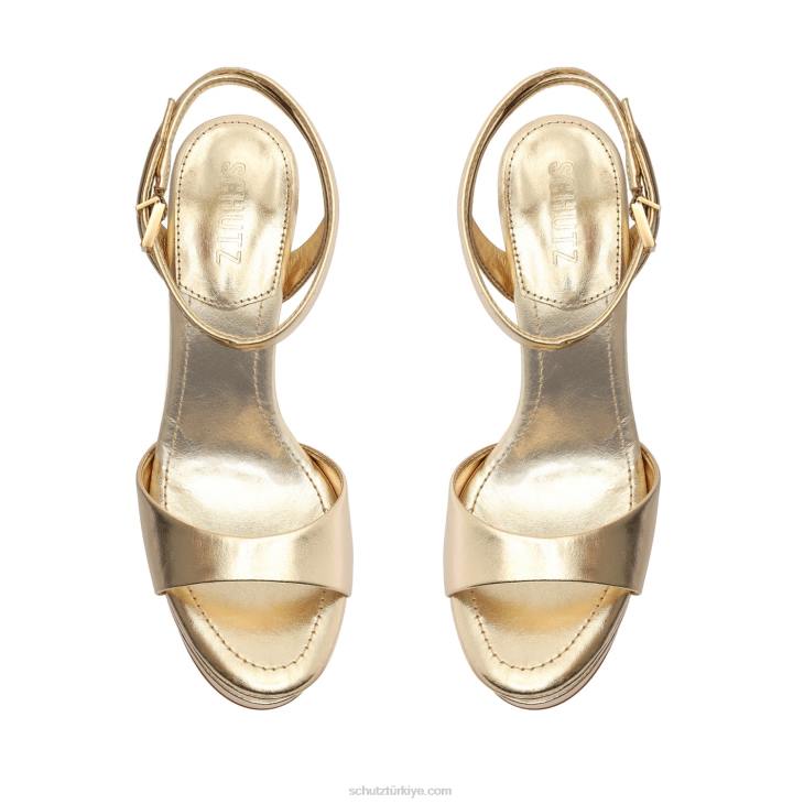 Schutz N42F644kaila platform metalik deri sandalet altın