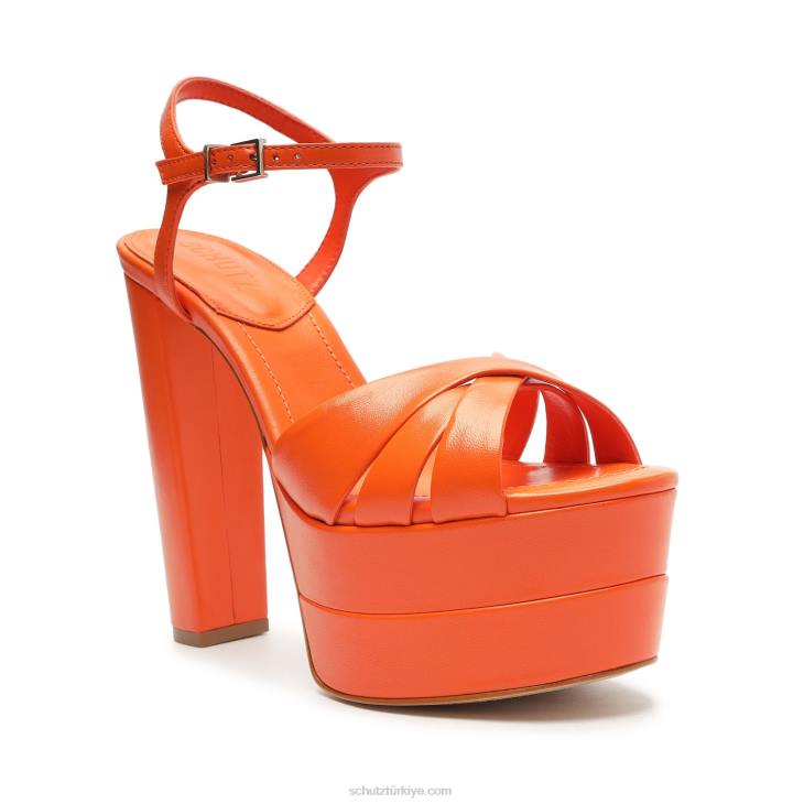 Schutz N42F647keefa yüksek nappa deri sandalet alev turuncu