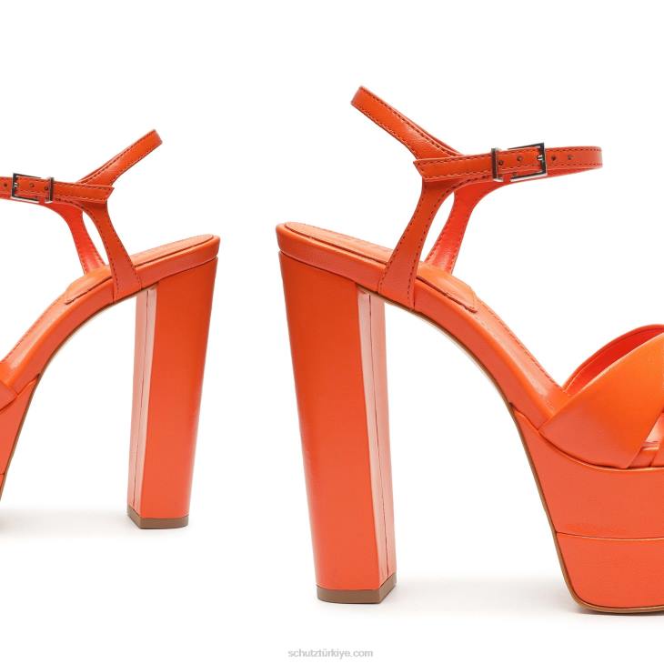 Schutz N42F647keefa yüksek nappa deri sandalet alev turuncu