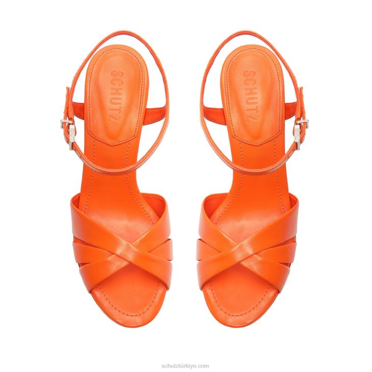 Schutz N42F647keefa yüksek nappa deri sandalet alev turuncu
