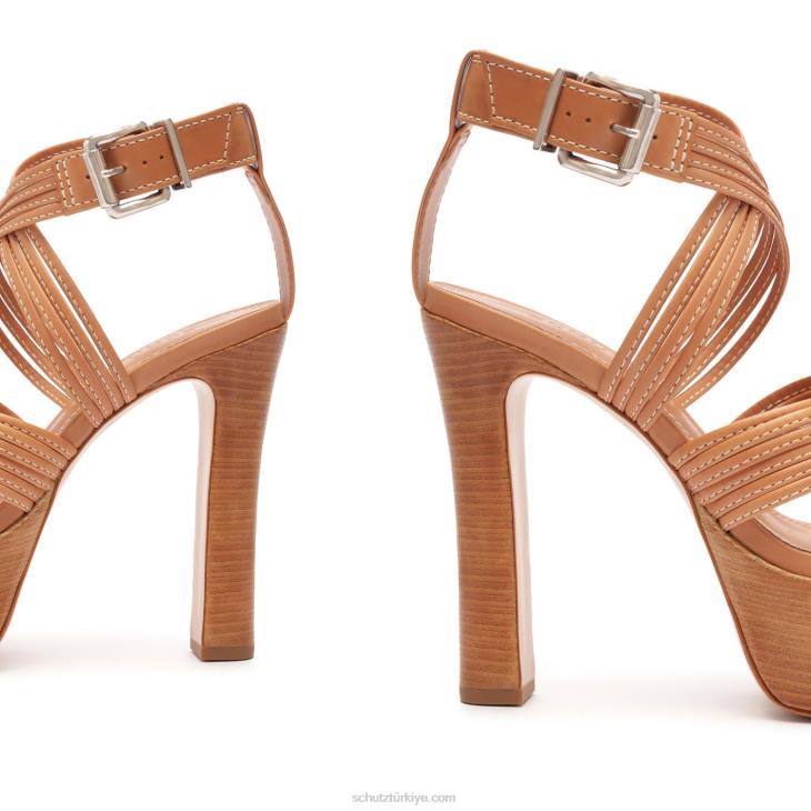 Schutz N42F648marcela platform atanado deri sandalet bal şeftali