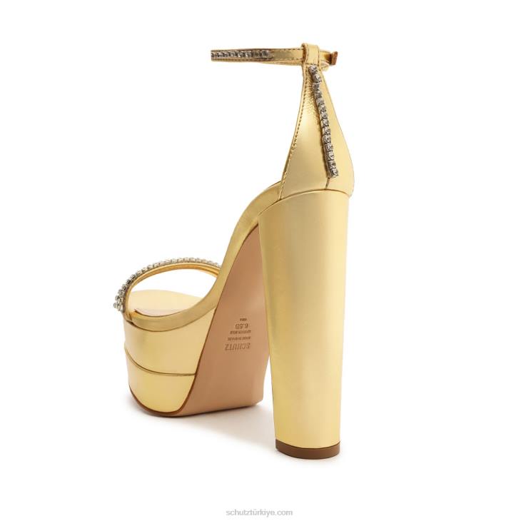 Schutz N42F650fabienne platform metalik deri sandalet altın