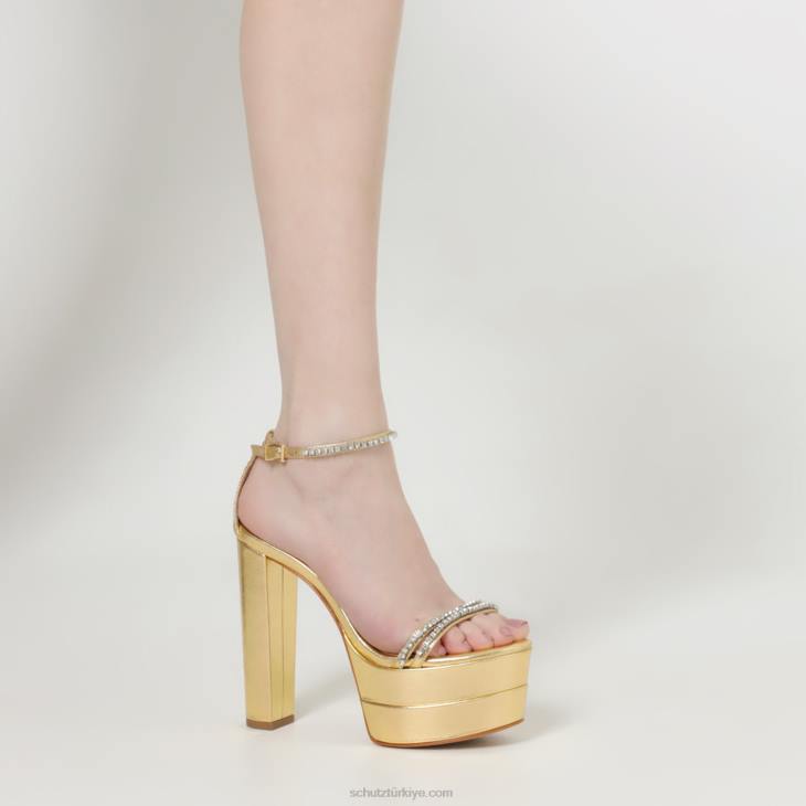 Schutz N42F650fabienne platform metalik deri sandalet altın