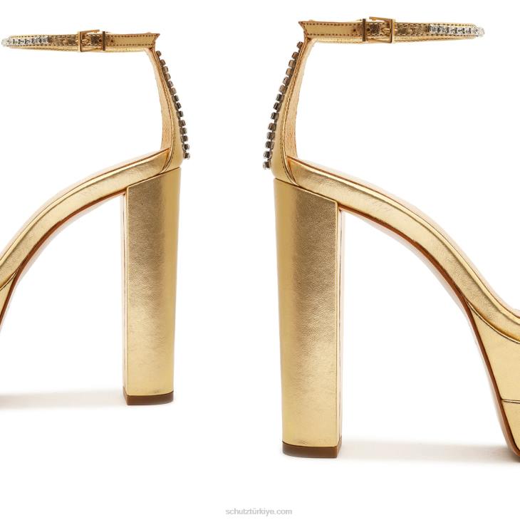 Schutz N42F650fabienne platform metalik deri sandalet altın