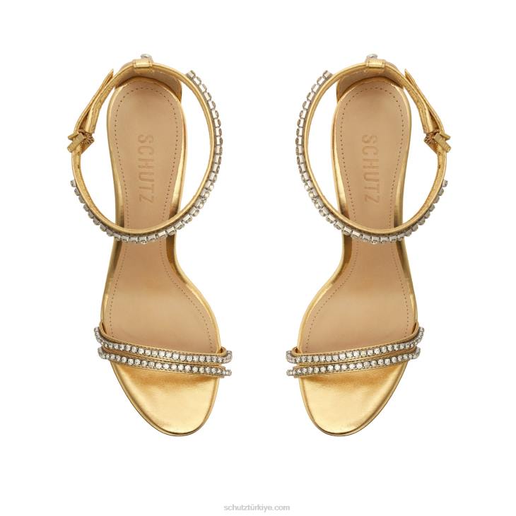 Schutz N42F650fabienne platform metalik deri sandalet altın