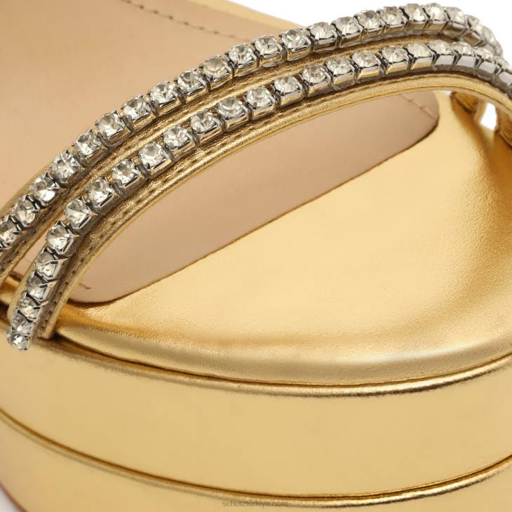 Schutz N42F650fabienne platform metalik deri sandalet altın