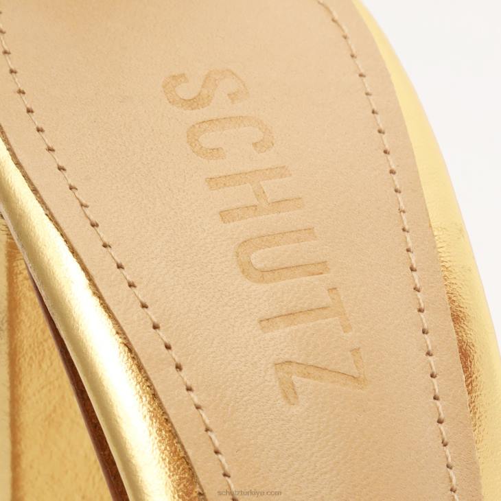 Schutz N42F650fabienne platform metalik deri sandalet altın