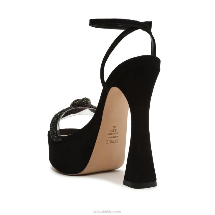 Schutz N42F654peaky platform nubuk ve vinil sandalet siyah