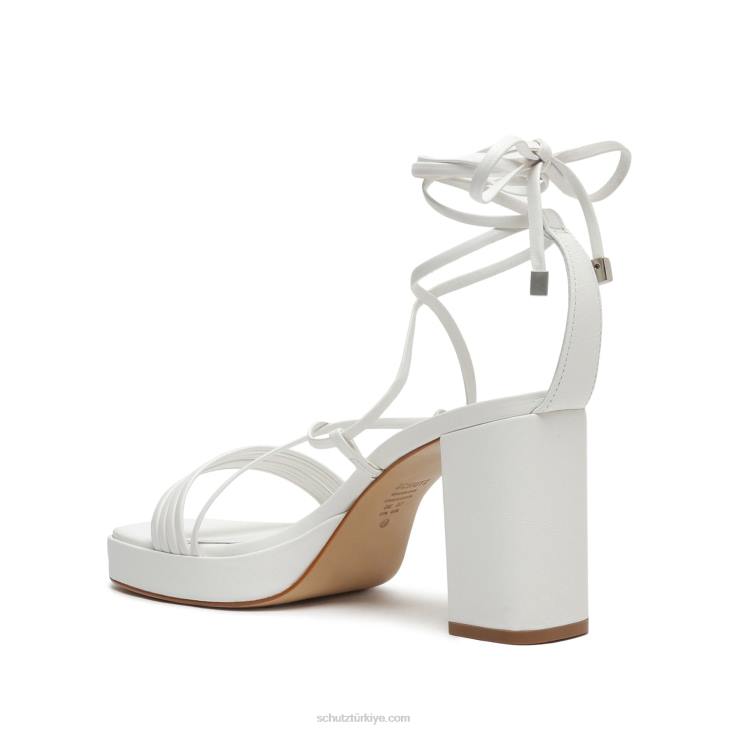 Schutz N42F661glenna platform deri sandalet beyaz