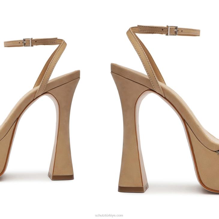 Schutz N42F672peaky platform nubuk ve vinil sandalet açık bej