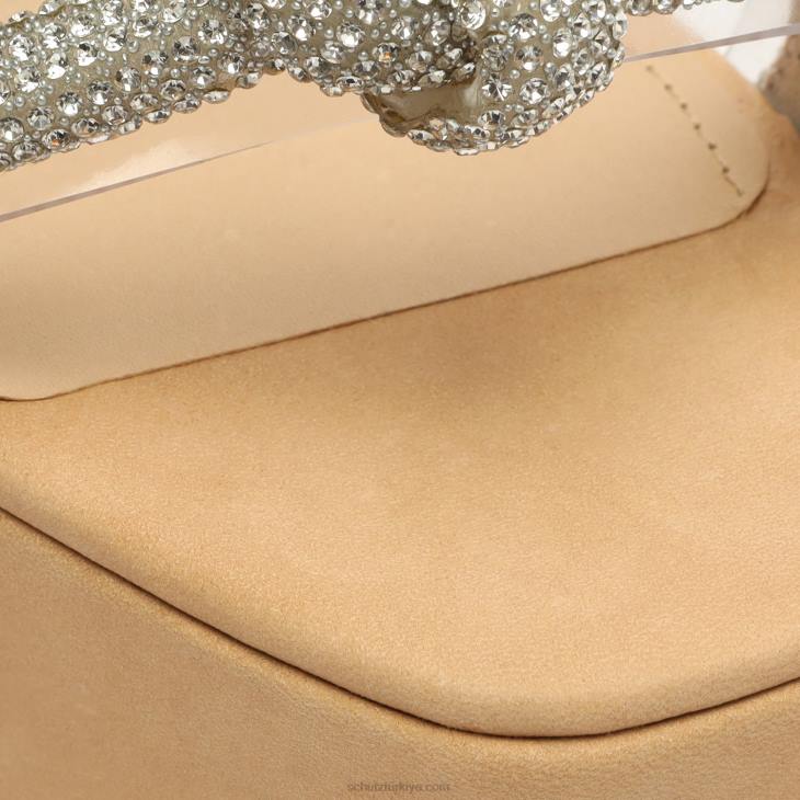 Schutz N42F672peaky platform nubuk ve vinil sandalet açık bej