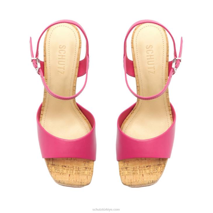 Schutz N42F684glayce napa deri sandalet sıcak pembe