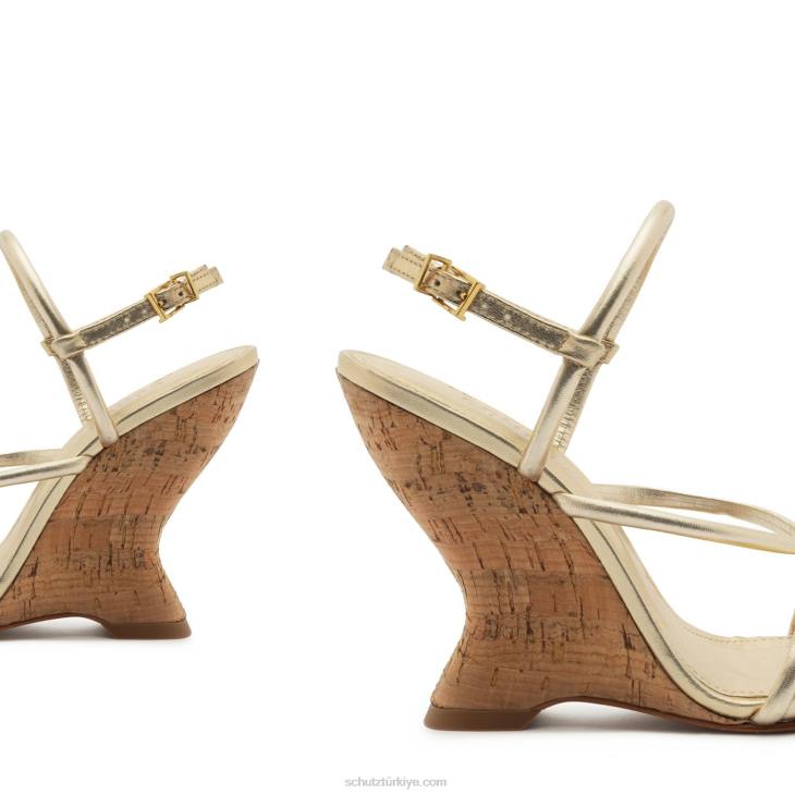Schutz N42F454daryl metalik deri sandalet altın