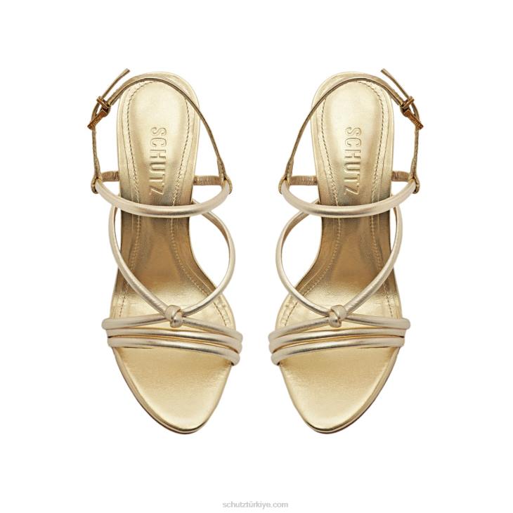 Schutz N42F454daryl metalik deri sandalet altın