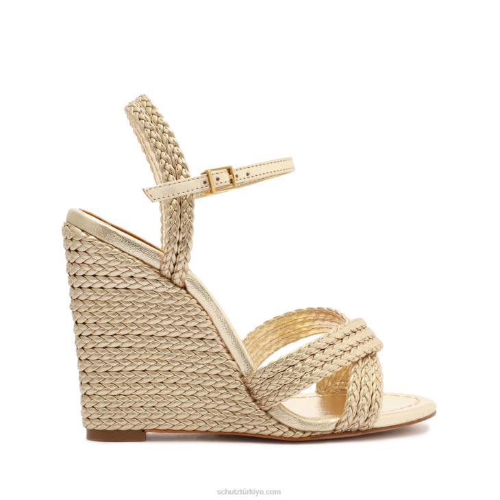 Schutz N42F459karima metalik napa sandalet altın