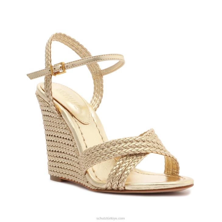 Schutz N42F459karima metalik napa sandalet altın