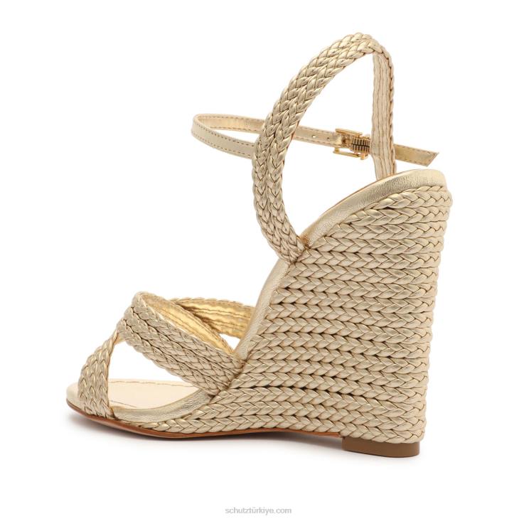 Schutz N42F459karima metalik napa sandalet altın