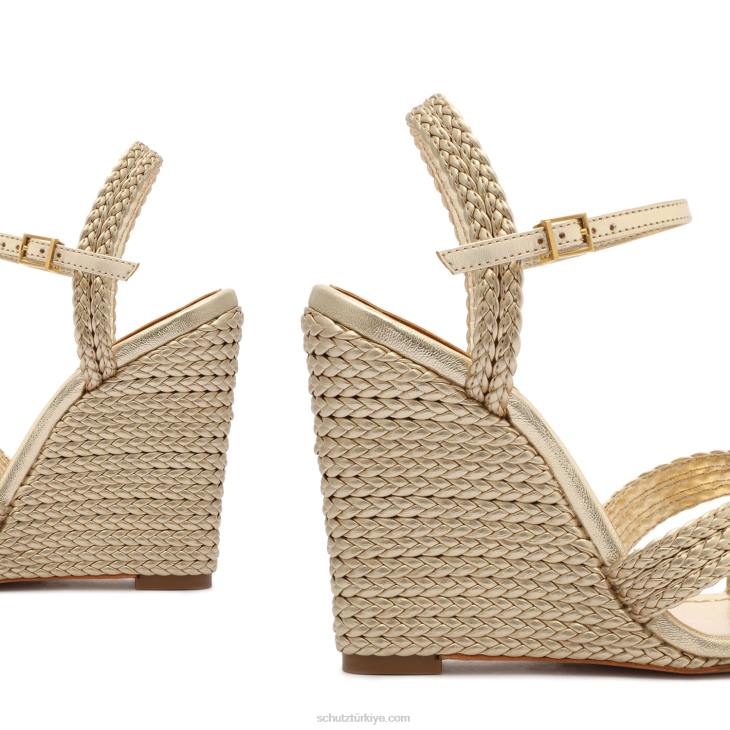 Schutz N42F459karima metalik napa sandalet altın