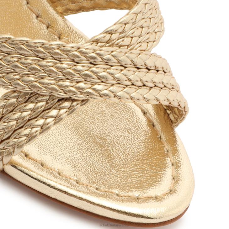 Schutz N42F459karima metalik napa sandalet altın