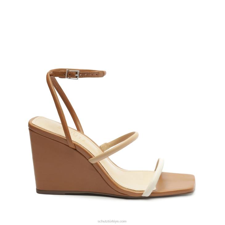Schutz N42F468nylla gündelik Nappa deri sandalet açık inci