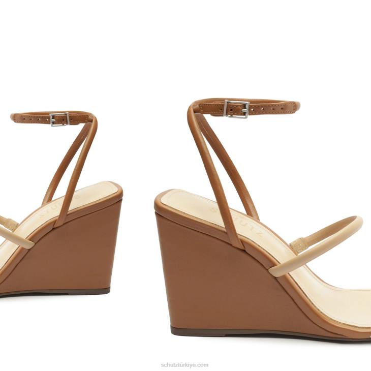 Schutz N42F468nylla gündelik Nappa deri sandalet açık inci