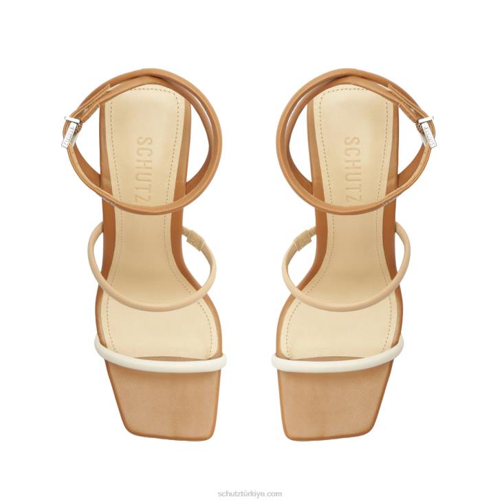 Schutz N42F468nylla gündelik Nappa deri sandalet açık inci