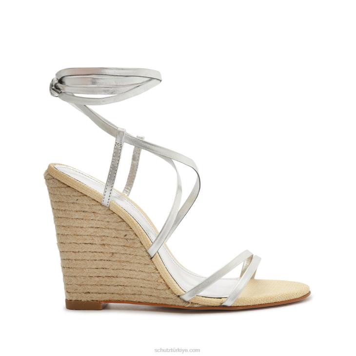 Schutz N42F472deonne metalik deri sandalet gümüş