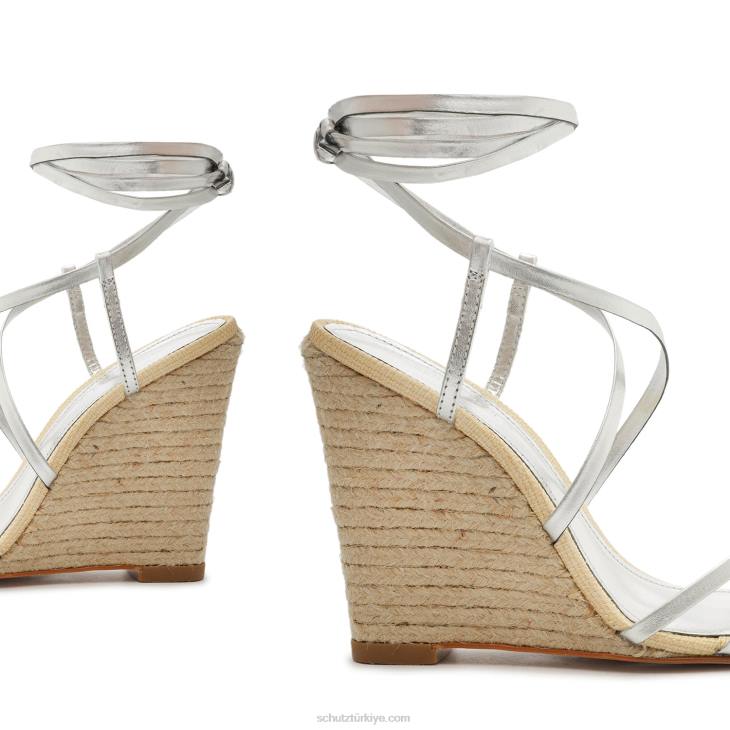 Schutz N42F472deonne metalik deri sandalet gümüş