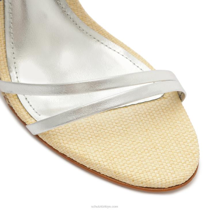 Schutz N42F472deonne metalik deri sandalet gümüş