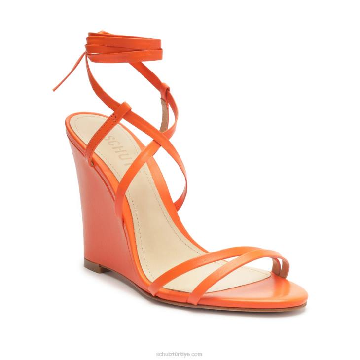 Schutz N42F473deonne gündelik Nappa deri sandalet alev turuncu