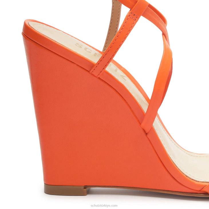 Schutz N42F473deonne gündelik Nappa deri sandalet alev turuncu