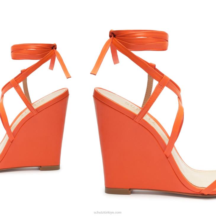 Schutz N42F473deonne gündelik Nappa deri sandalet alev turuncu