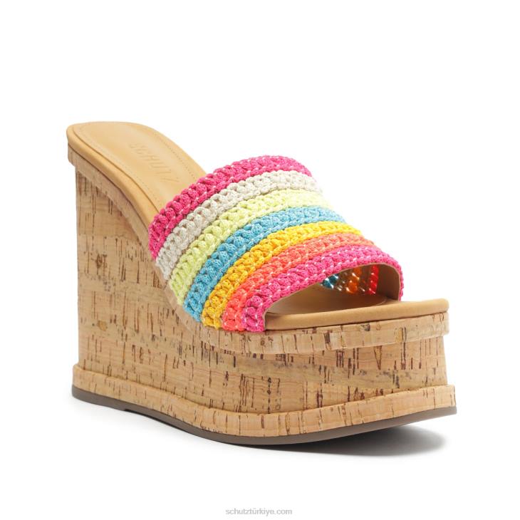 Schutz N42F475dalle rahat tira deri sandalet gökkuşağı