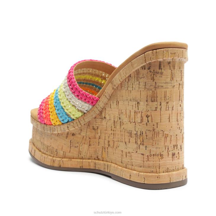 Schutz N42F475dalle rahat tira deri sandalet gökkuşağı