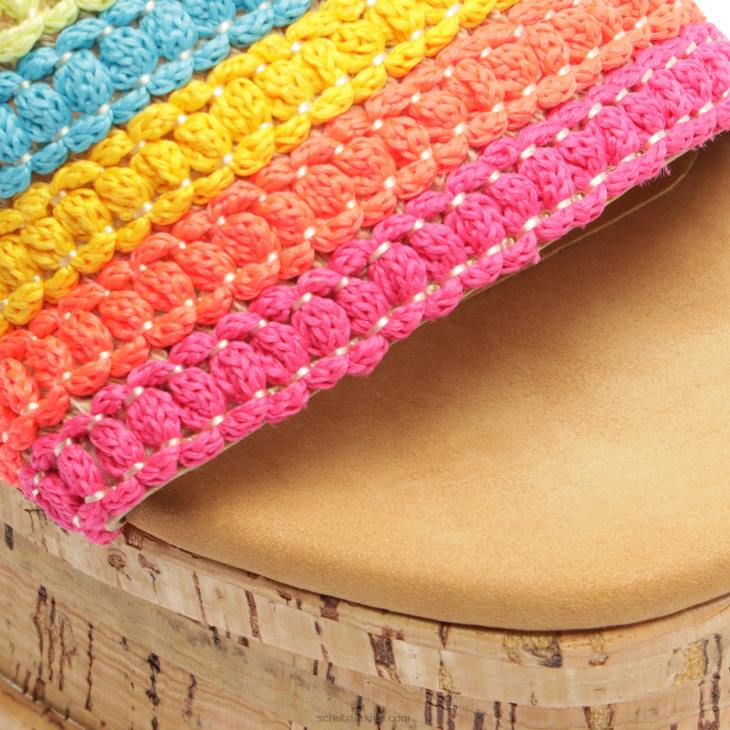 Schutz N42F475dalle rahat tira deri sandalet gökkuşağı