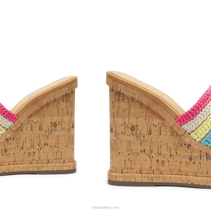 Schutz N42F475dalle rahat tira deri sandalet gökkuşağı