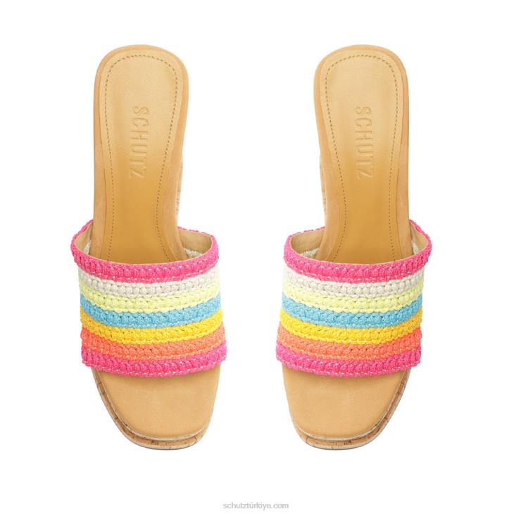 Schutz N42F475dalle rahat tira deri sandalet gökkuşağı