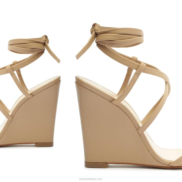 Schutz N42F480deonne gündelik Nappa deri sandalet gerçek bej