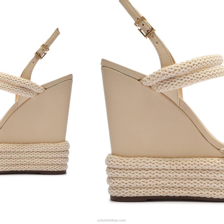 Schutz N42F481leeneh atanado deri sandalet yumurta kabuğu